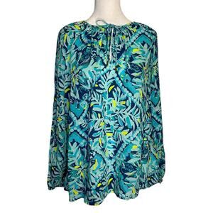 Lilly Pulitzer blue floral long sleeve top size S